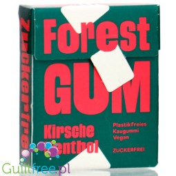 Forest Gum Kirsche Menthol - wegańska guma do żucia bez cukru z ksylitolem, bez mikroplastiku, Wiśnia & Mentol