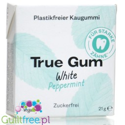 True Gum White Peppermint - wegańska bio guma do żucia bez cukru i plastiku ze stewią i ksylitolem, Mięta Pieprzowa