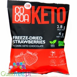 Raw Cocoa Keto Strawberries in Dark Keto Chocolate - liofilizowane truskawki w ciemnej keto czekoladzie bez cukru