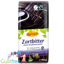 BirkenGold Zartbitter 55% - wegańska czekolada deserowa bez cukru słodzona tylko ksylitolem
