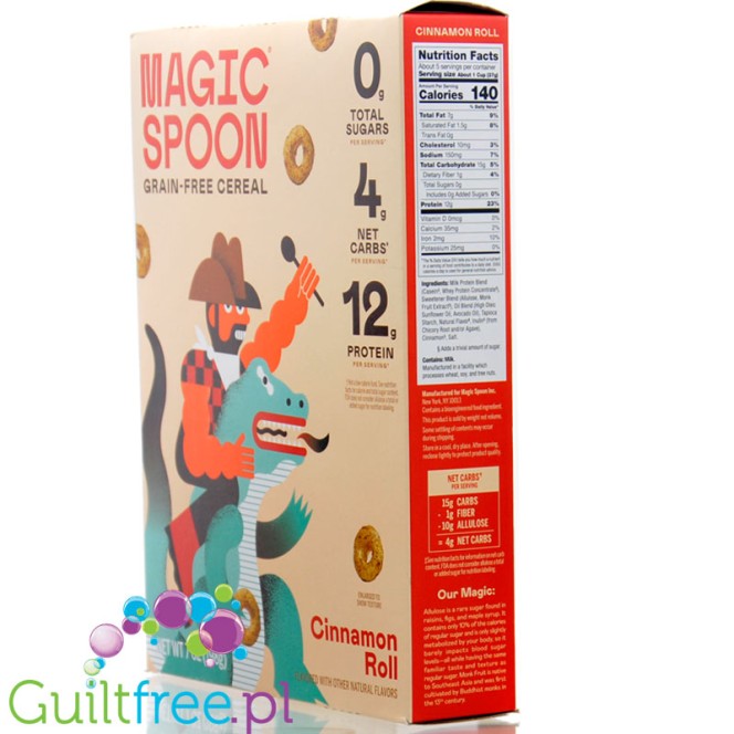 Magic Spoon Cinnamon Roll Cereal - proteinowe keto płatki śniadaniowe bez glutenu, soi i cukru, cynamonowe kółeczka