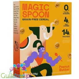 Magic Spoon Peanut Butter Cereal - proteinowe keto płatki śniadaniowe bez glutenu, soi i cukru, smak Masło Orzechowe
