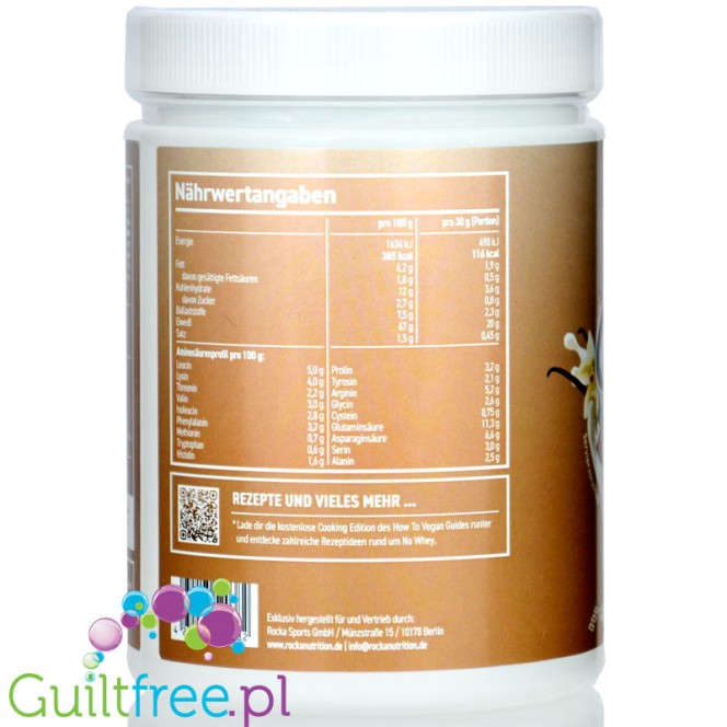 Rocka Nutrition NO WHEY Vanilla Caramel Latte 300g - wegańska odżywka białkowa 5 źródeł białka, Latte Karmelowo-Waniliowe
