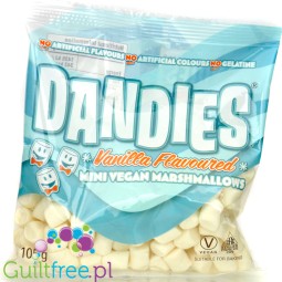 Dandies Vegan Marshmallows Vanilla - wegańskie mini pianki o smaku waniliowym, bez sztucznych barwników i aromatów