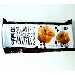 *DEFEKT* Diablo Sugar Free Chocolate Chip Muffins - 6 muffinek bez cukru z kawałkami czekolady