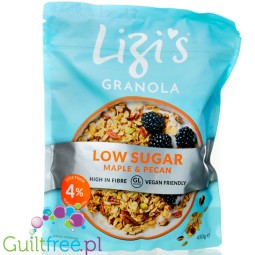 Lizis Low Sugar Maple & Pecan 450g - niskocukrowa granola niskie IG, Syrop Klonowy & Pekany