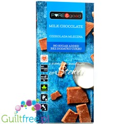 Pure & Good sugar free milk chocolate sweetened only with stevia and erythritol