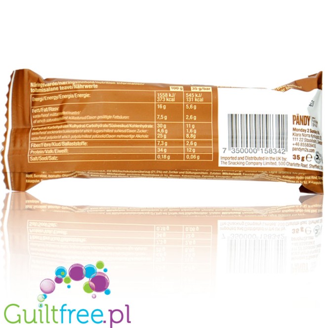 Pandy Protein Candy Bar Nougat & Hazelnut - piankowy baton białkowy 12g białka & 131kcal, Nugat & Orzech Laskowy