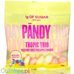 Pandy Candy Tropic Trio - błonnikowe żelki bez cukru 45% mniej kalorii, Marakuja & Ananas & Mango
