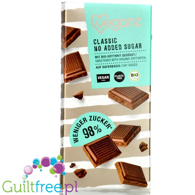 Veganz Classic 80g - vegan organic sugar-free milk chocolate with erythritol