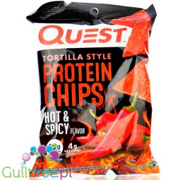Quest Protein Tortilla Chips, Hot & Spicy - pikantne chipsy proteinowe 19g białka