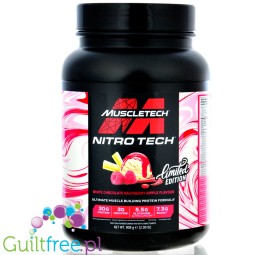 MuscleTech Nitro-Tech Performance White Chocolate Raspberry 0.9kg - dense protein supplement, limited flavor