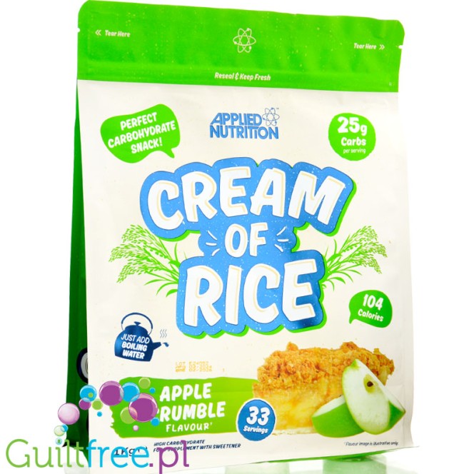 Applied Nutrition Cream of Rice, Apple Crumble 1kg - sugar-free rice gruel, recovery workout meal