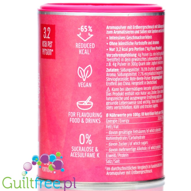 Xucker Flave Powder Strawberry - strawberry sweetener powder without sugar, with stevia and erythrol