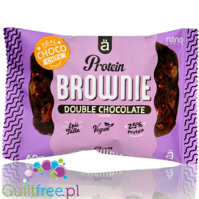 Nano A Protein Brownie Double Chocolate - vegan high protein chocolate brownie with chocolate chunks