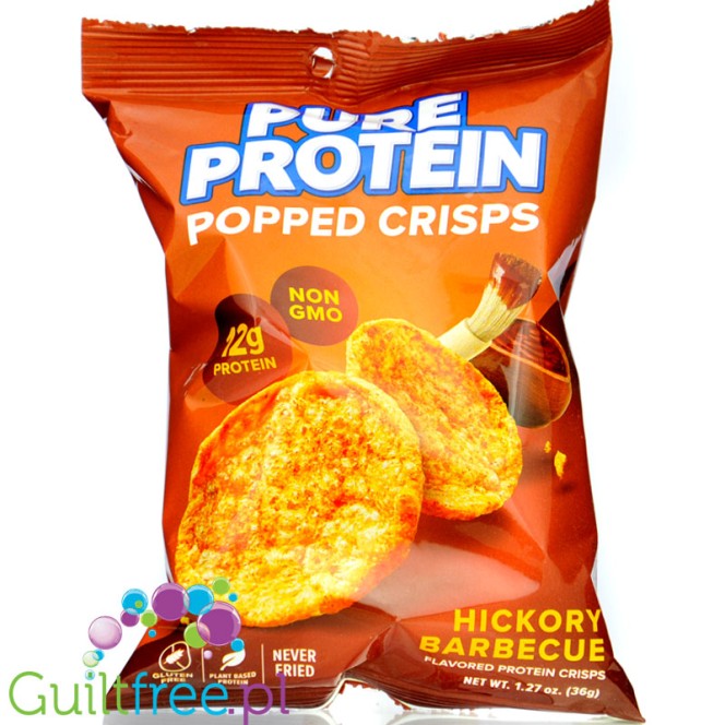 Pure Protein Popped Crisps, Hickory BBQ - vegan baked protein chips, 12g protein & 150kcal