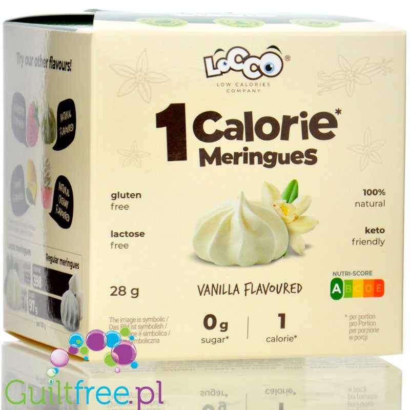 Locco Meringue Vanilla 1kcal - waniliowe bezy bez cukru z erytrytolem i stewią, 1kcal w sztuce