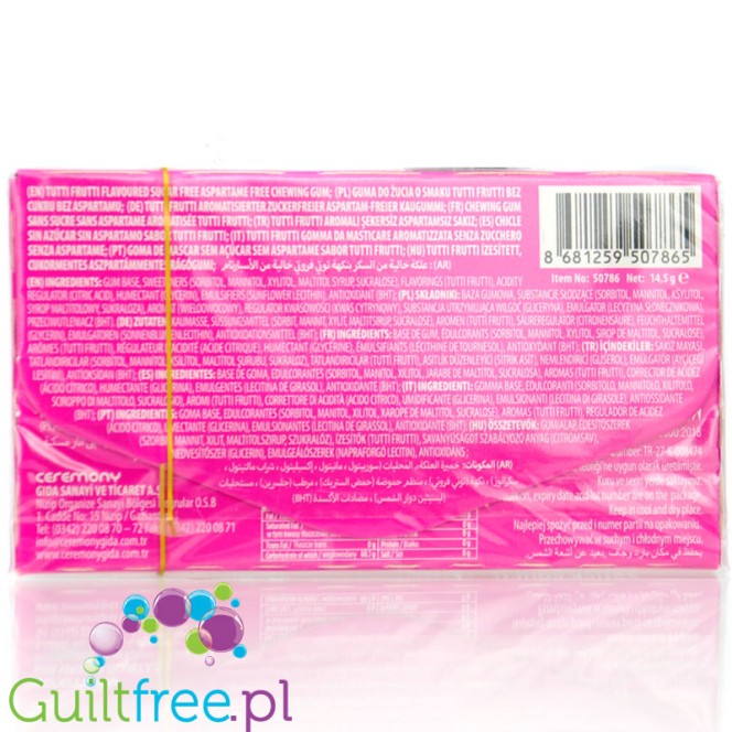 Ceremony 7 Stick Tutti Frutti - sugar and aspartame free chewing gum with fruit flavor