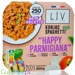 Liv Happy Food Konjac Spaghetti Parmigiana - obiad 226kcal, makaron konjac w sosie serowym z parmezanem i mozzarellą