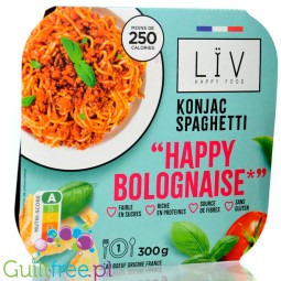 Liv Happy Food Konjac Spaghetti Bolognese - dinner 235kcal, konjac pasta in tomato sauce with parmesan cheese