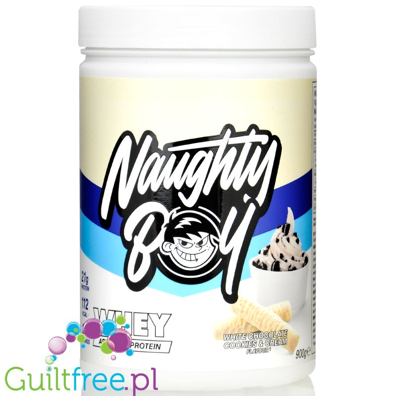 Naughty Boy Whey Advanced Protein White Chocolate Cookies & Cream 900g - gęsta odżywka białkowa, Ciastka z Kremem