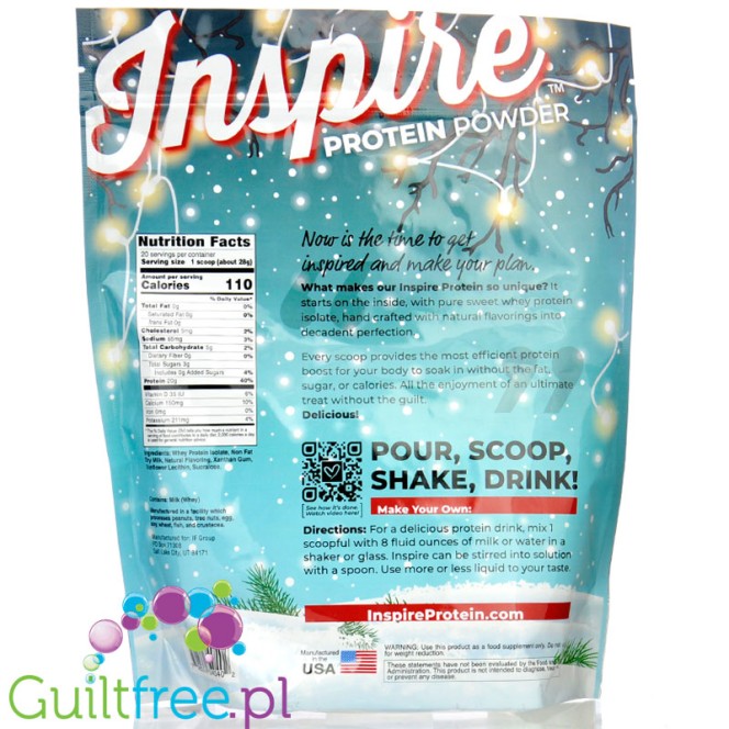 Inspire Protein Whey Buttermint - bariatric lactose-free protein powder 100% WPI, flavor Mint & Cream