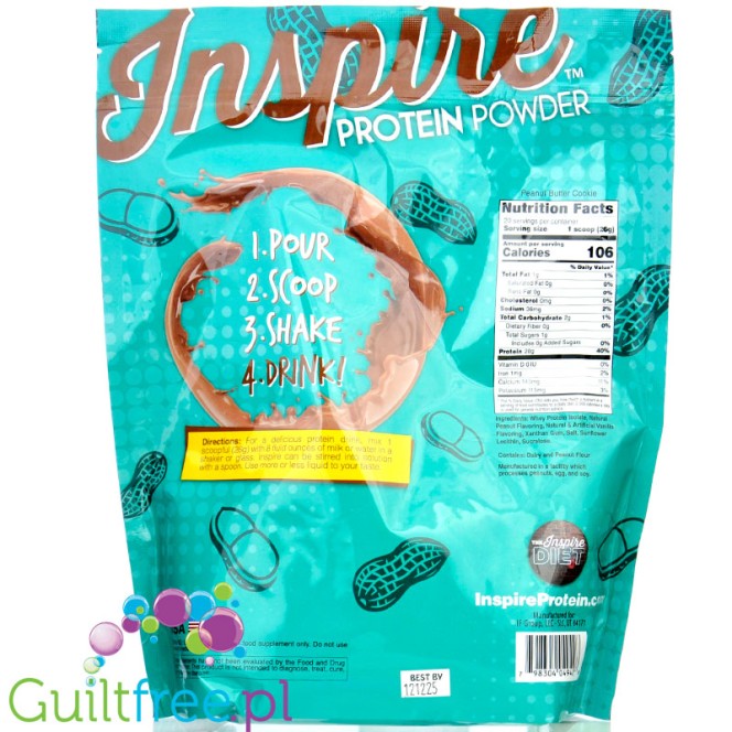 Inspire Protein Whey Peanut Butter Cookie - lactose-free 100% WPI bariatric protein powder