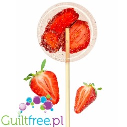 TimPops Strawberry 4cm - natural sugar-free lollipop with fruit pieces, 39kcal