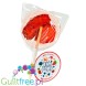 TimPops Strawberry 4cm - natural sugar-free lollipop with fruit pieces, 39kcal