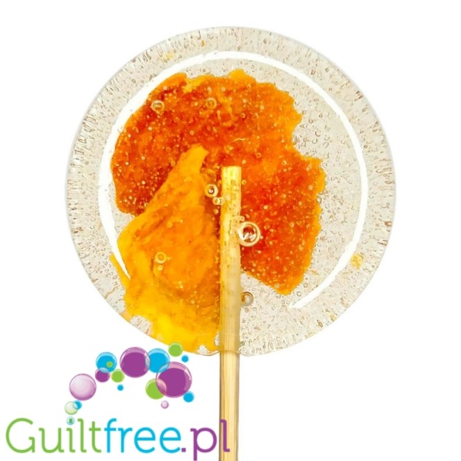 TimPops Mango 4cm - natural sugar-free lollipop with fruit pieces, 39kcal