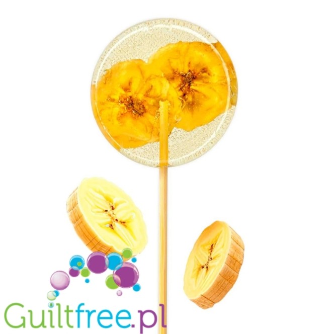 TimPops Banana 4cm - natural sugar-free lollipop with fruit pieces, 39kcal