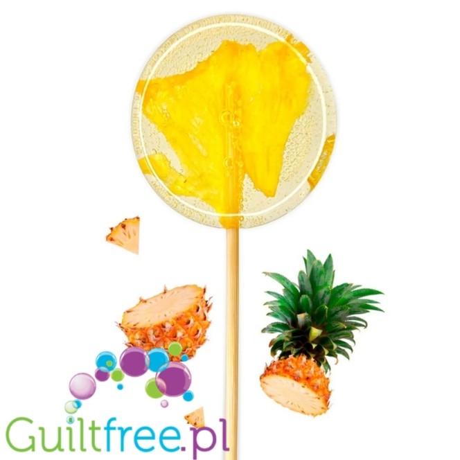 TimPops Ananas 4cm - naturalny lizak bez cukru z kawałkami owoców, 39kcal