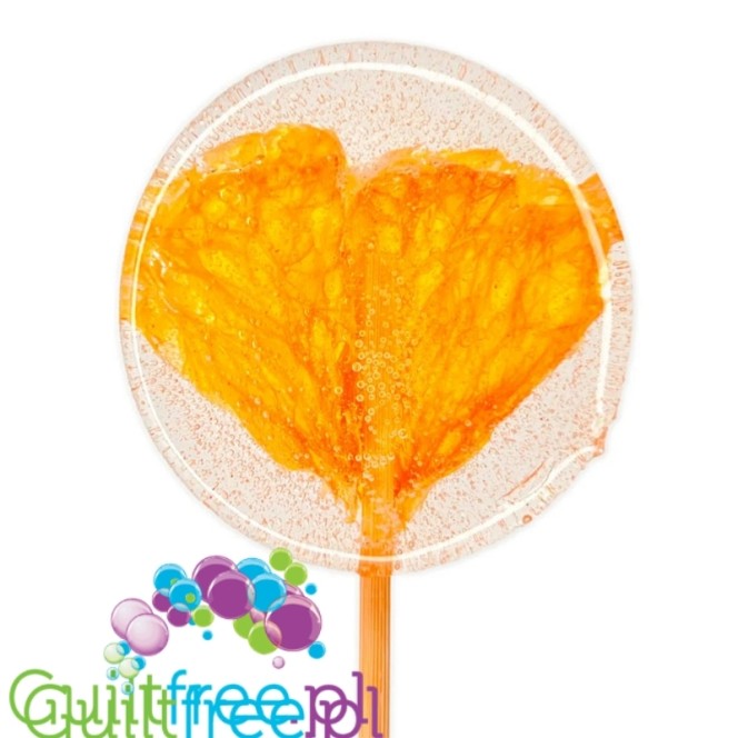 TimPops Orange 4cm - natural sugar-free lollipop with fruit pieces, 39kcal