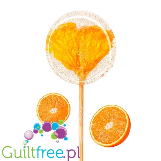 TimPops Orange 4cm - natural sugar-free lollipop with fruit pieces, 39kcal