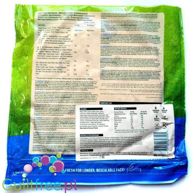 BFree High Protein Wraps 96kcal - bezglutenowe wegańskie wrapy proteinowe bez soi, 4szt x 42g