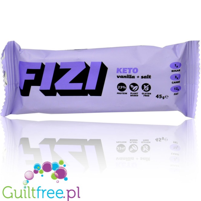 FIZI Keto Vanilla & Salt - wegański bezglutenowy baton proteinowy o smaku solonej wanilii