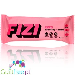 FIZI Keto Strawberry & Almond - wegański bezglutenowy baton proteinowy z migdałami i truskawkami