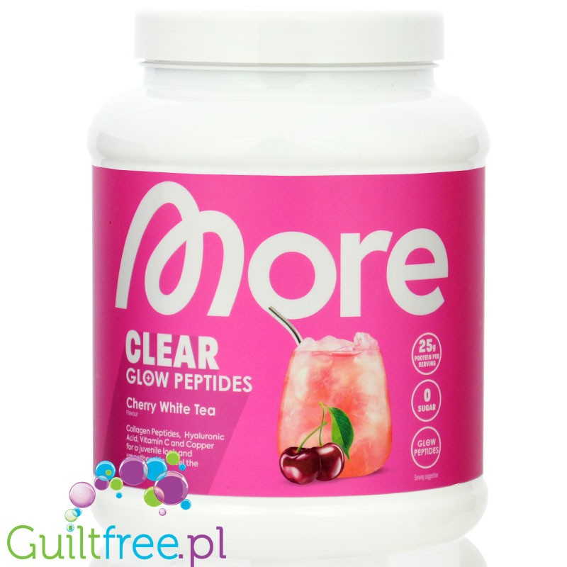 More Nutrition Clear Glow Peptides Cherry White Tea - clear protein conditioner with stevia formula for skin