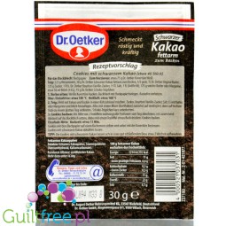 Dr Oetker Schwarzer Kakao Fettarm - odtłuszczone czarne kakao aż 31g błonnika