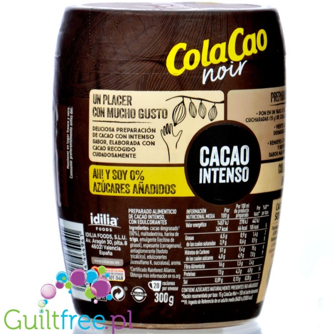 ColaCao Noir Intenso 0% Cero Fibra - dark instant cocoa drink with fiber, no added sugar