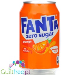 Fanta Orange Zero Sugar 330ml w puszce, 4% soku z owoców
