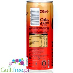 Coca Cola Vanilla Zero Sugar 250ml - vanilla cola without sugar and calories