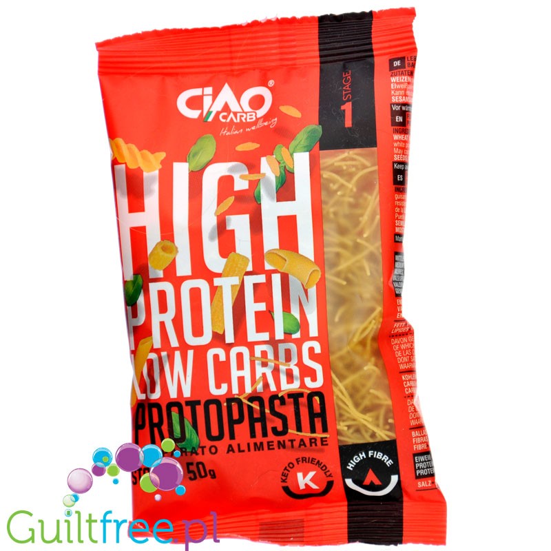 Ciao Carb High Protein ProtoPasta, Stortini - makaron proteinowy 60% białka, Nitki