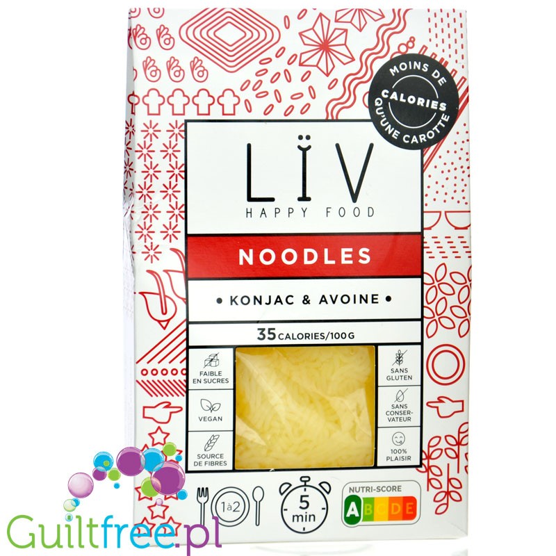 Liv Happy Food Konjac & Avoine Noodles 35kcal - bezglutenowy makaron shirataki z błonnikiem owsianym i tapioką