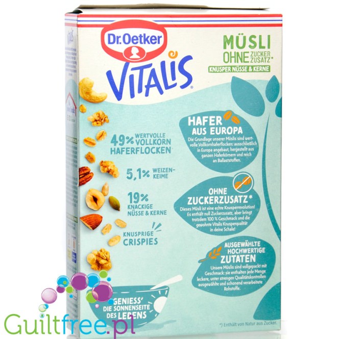 Dr Oetker Vitalis Müsli Knusper Nüsse - chrupiące müsli z kawałkami orzechów bez dodatku cukru