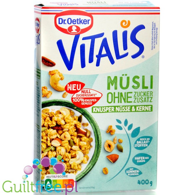 Dr Oetker Vitalis Müsli Knusper Nüsse - chrupiące müsli z kawałkami orzechów bez dodatku cukru