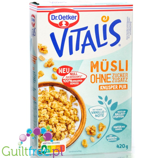 Dr Oetker Vitalis Müsli Knusper Pur - naturalne müesli bez dodatku cukru, z nutą wanilii bourbon