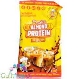 Macro Mike Almond Plant Protein, Iced Mocha Latte, 40g - vegan almond protein supplement without gluten, milk or sucralose