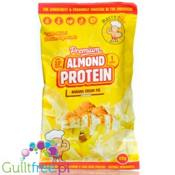 Macro Mike Almond Plant Protein, Banana Cream Pie, 40g - vegan almond protein supplement without gluten, milk or sucralose