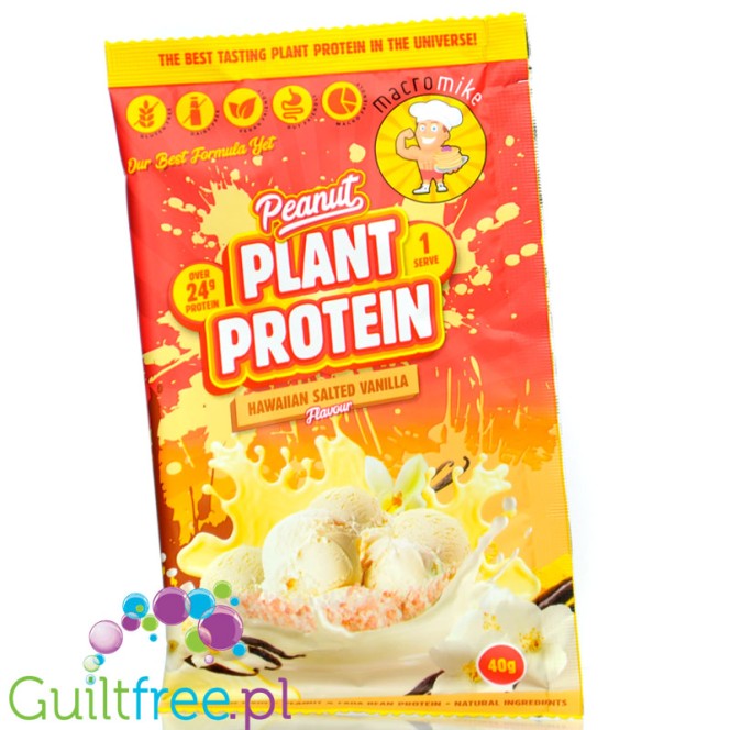 Macro Mike Peanut Plant Protein, Hawaiian Salted Vanilla 40g - wegańska ultra gęsta odżywka bez glutenu, mleka i sukralozy